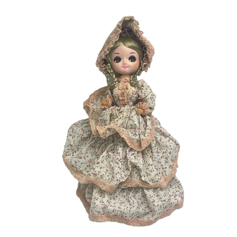 Vintage BIG EYES BRADLEY DOLL LISA-Made in Korea-Flower Dress w/ Bonnet 11" tall